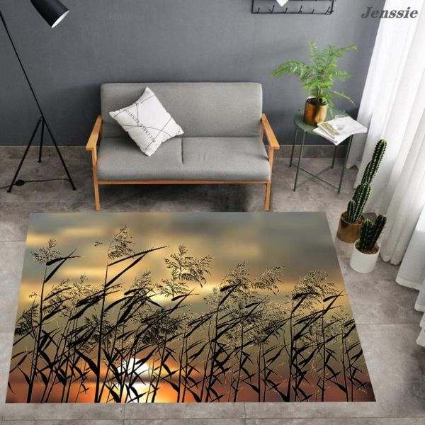 carpets landscape dog's tail grass printing living room anti-slip carpet reed painted large home study bedroom bedside mat