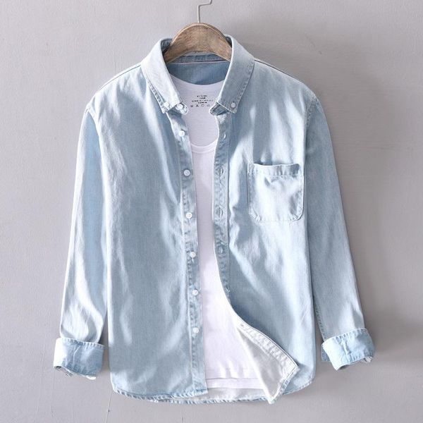 men's casual shirts 2022 long sleeve vintage denim with pocket washed blue jean men black pure cotton shirt male, White;black
men's casual shirts 2022 long sleeve vintage denim with pocket washed blue jean men black pure cotton shirt male, White;black