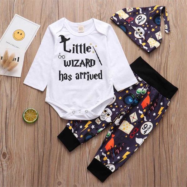 3pcs newborn infant baby clothing set 2020 halloween cosplay outfits little wizard has arrived romper+pants+hat baby boy outfit g1023, White
3pcs newborn infant baby clothing set 2020 halloween cosplay outfits little wizard has arrived romper+pants+hat baby boy outfit g1023, White