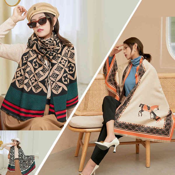 autumn and winter new scarf women's korean fashion warm thickened printed imitation cashmere shawl, Blue;gray
autumn and winter new scarf women's korean fashion warm thickened printed imitation cashmere shawl, Blue;gray