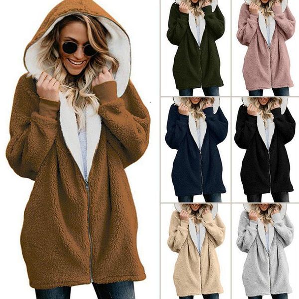 women's wool & blends european american-style cashmere hooded mid-length women long sleeve autumn winter plush plus size coat vestido e, Black
women's wool & blends european american-style cashmere hooded mid-length women long sleeve autumn winter plush plus size coat vestido e, Black