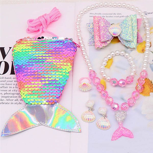 kids jewelry 6 pieces mermaid necklace bracelet girls pearl necklace purse ring bow hair clip earrings pretend play christmas party decorati, Red;brown
kids jewelry 6 pieces mermaid necklace bracelet girls pearl necklace purse ring bow hair clip earrings pretend play christmas party decorati, Red;brown