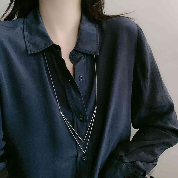 korean version exaggerated personality large v-shaped color preserving necklace hip hop trend harajuku long chain necklaces, Silver
korean version exaggerated personality large v-shaped color preserving necklace hip hop trend harajuku long chain necklaces, Silver