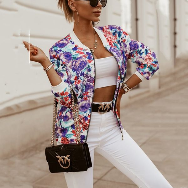 women bomber jacket fashion flower print long sleeve casual zipper up vintage ladies coat elegant slim basic female jackets 201014, Black;brown
women bomber jacket fashion flower print long sleeve casual zipper up vintage ladies coat elegant slim basic female jackets 201014, Black;brown