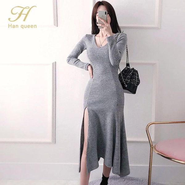 han queen 2021 korean winter womens thickening dresses v-neck long sleeve mermaid dress elegant slim simple bottoming vestidos casual, Black;gray
han queen 2021 korean winter womens thickening dresses v-neck long sleeve mermaid dress elegant slim simple bottoming vestidos casual, Black;gray
