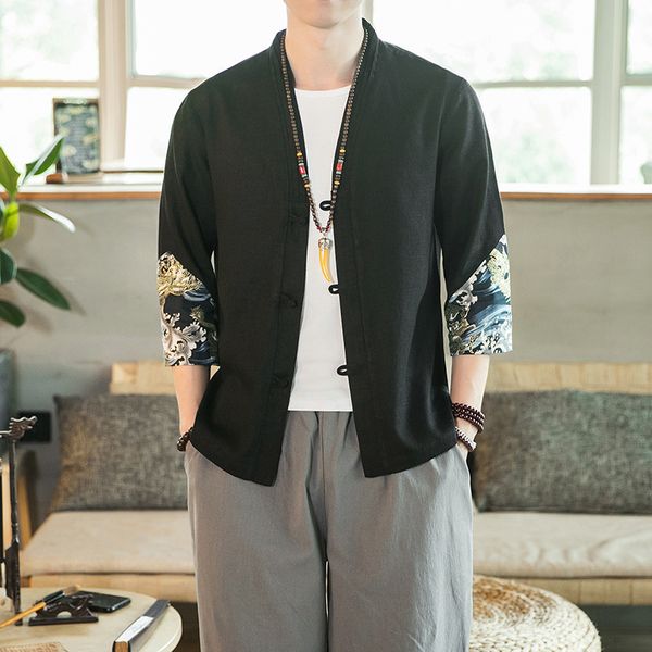 men's shirts cardigan caual 2021 ummer linen quarter leeve hanfu tang uit, White;black
men's shirts cardigan caual 2021 ummer linen quarter leeve hanfu tang uit, White;black