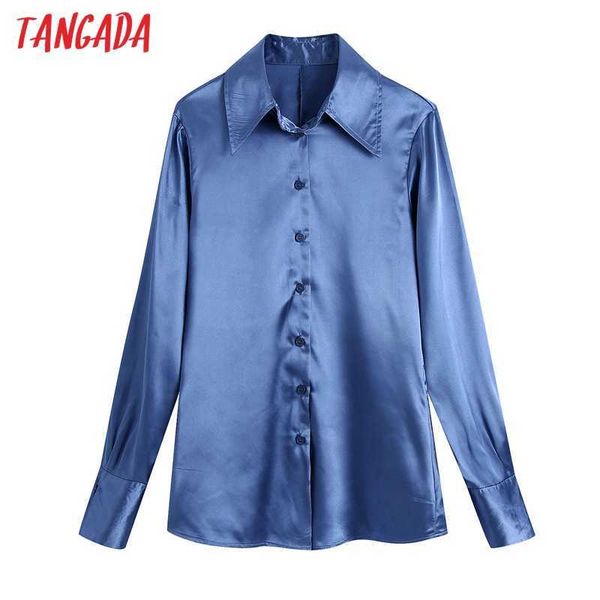 tangada women fashion blue satin shirt vintage long sleeve button-up female blusas chic be619 210609, White
tangada women fashion blue satin shirt vintage long sleeve button-up female blusas chic be619 210609, White