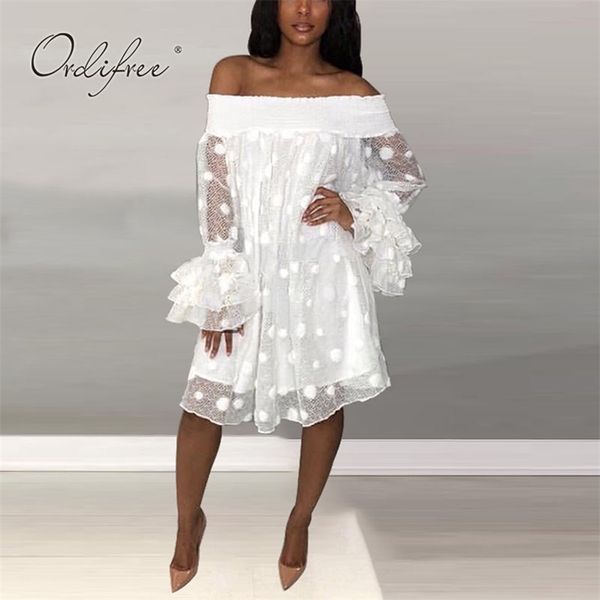 summer off shoulder women white dress long sleeve loose polka dot mesh tulle 210513, Black;gray
summer off shoulder women white dress long sleeve loose polka dot mesh tulle 210513, Black;gray