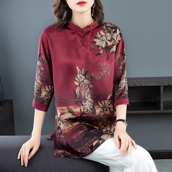 women's blouses & shirts chinese style elegant lady print shirt women summer loose stand collar vintage blouse classy floral plus size, White
women's blouses & shirts chinese style elegant lady print shirt women summer loose stand collar vintage blouse classy floral plus size, White