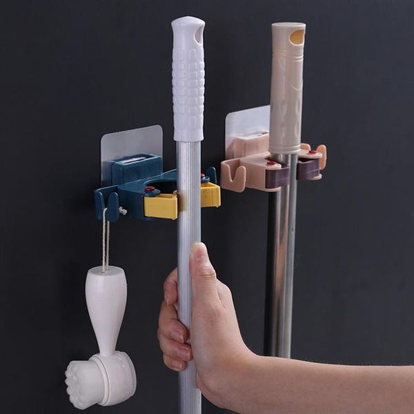 hooks & rails wall mounted mop rack shelf organizer hook broom holder storage space saving hanger household tools