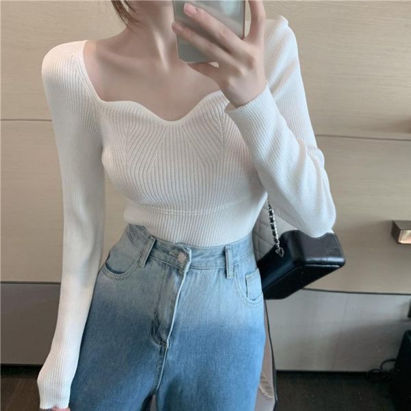 women's sweaters 2021 spring autumn women long sleeve square neck basic white black knitted sweater pullover femme sweet jumper
women's sweaters 2021 spring autumn women long sleeve square neck basic white black knitted sweater pullover femme sweet jumper