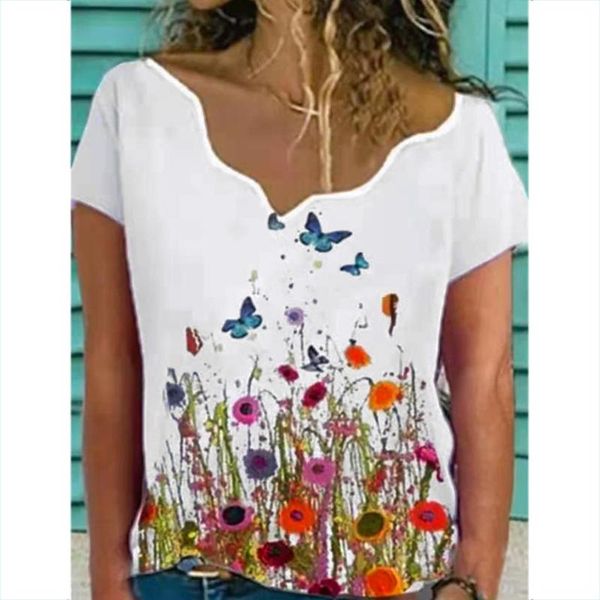 women's blouses & shirts womens casual flowers print blouse summer short sleeve wavy edge neck pullover elegant women v-neck streetwea, White
women's blouses & shirts womens casual flowers print blouse summer short sleeve wavy edge neck pullover elegant women v-neck streetwea, White