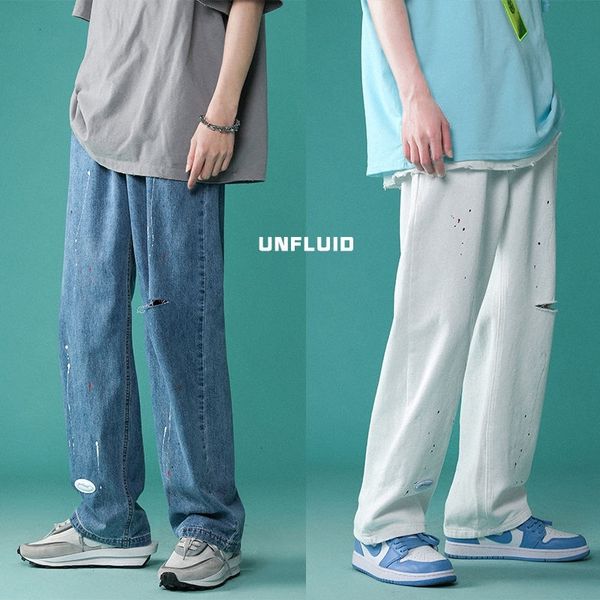 men's jeans ripped wide-leg fashion splash ink baggy men streetwear loose hip-hop hole straight denim trousers mens s-xl f323, Blue
men's jeans ripped wide-leg fashion splash ink baggy men streetwear loose hip-hop hole straight denim trousers mens s-xl f323, Blue