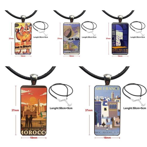 pendant necklaces artistic morocco travel poster necklace fashion long chain with rectangle jewelry for girls gifts, Silver
pendant necklaces artistic morocco travel poster necklace fashion long chain with rectangle jewelry for girls gifts, Silver