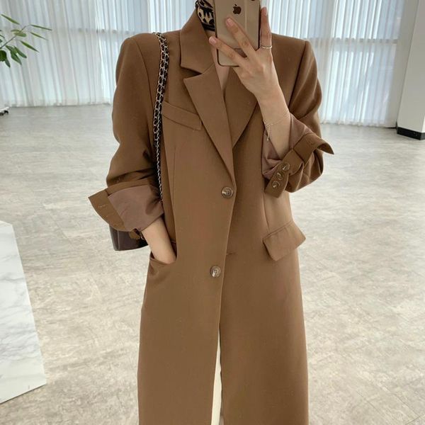 women's suits & blazers korea chic autumn temperament lapel design two buttons loose cardigan long sleeve mid-length suit jacket women, White;black
women's suits & blazers korea chic autumn temperament lapel design two buttons loose cardigan long sleeve mid-length suit jacket women, White;black