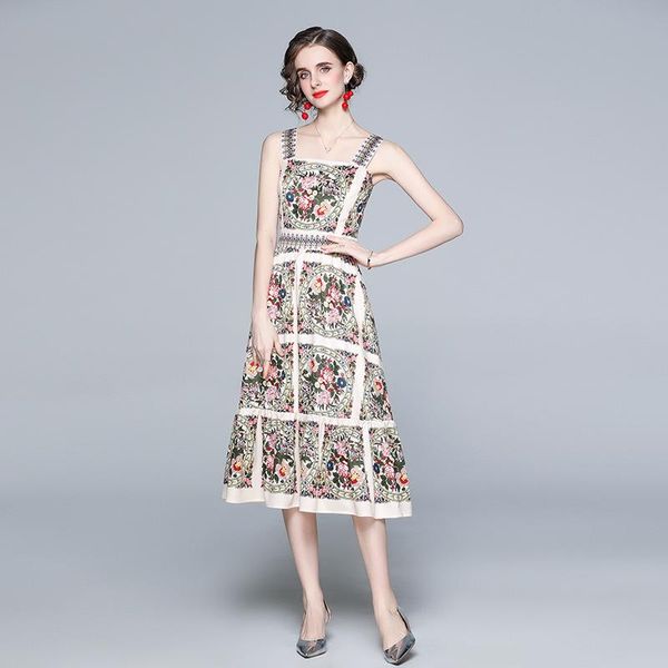 casual dresses 2021 summer dress women's retro printing suspender slim mid length temperament swing, Black;gray
casual dresses 2021 summer dress women's retro printing suspender slim mid length temperament swing, Black;gray
