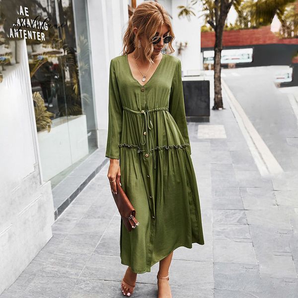 autumn winter casual long dress black long sleeve v neck ruched womens clothes button up fitted dresses for women fashion 210415, Black;gray
autumn winter casual long dress black long sleeve v neck ruched womens clothes button up fitted dresses for women fashion 210415, Black;gray