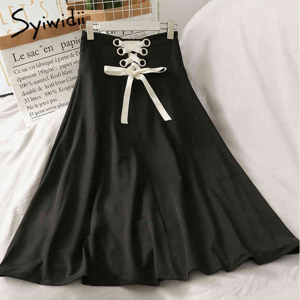 syiwidii vintage high waist skirt women back lace up mid-calf casual a-line solid black spring summer korean fashion skirts 210417
syiwidii vintage high waist skirt women back lace up mid-calf casual a-line solid black spring summer korean fashion skirts 210417