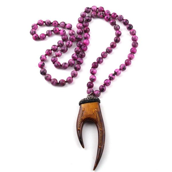 pendant necklaces moodpc fashion bohemian jewelry 8mm multi bead stones long knotted teeth for women, Silver
pendant necklaces moodpc fashion bohemian jewelry 8mm multi bead stones long knotted teeth for women, Silver