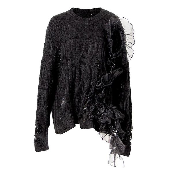 women's sweaters seebeautiful mesh spliced holes knitted large size sweater pullover o neck long sleeve women autumn 2021 fashion g586, White;black
women's sweaters seebeautiful mesh spliced holes knitted large size sweater pullover o neck long sleeve women autumn 2021 fashion g586, White;black