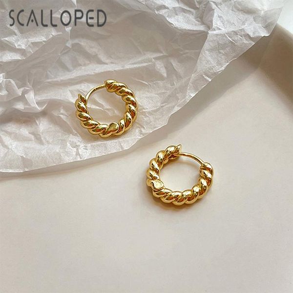 hoop & huggie scalloped 2021 autumn vintage twisted smooth chunky earrings female gold color metal women trendy party jewelry brincos, Golden;silver 
hoop & huggie scalloped 2021 autumn vintage twisted smooth chunky earrings female gold color metal women trendy party jewelry brincos, Golden;silver