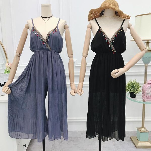 gym clothing summer slim v-neck loose chiffon jumpsuits women vintage beading wide leg pants high waist party ladies jumpsuit mw307, White;black
gym clothing summer slim v-neck loose chiffon jumpsuits women vintage beading wide leg pants high waist party ladies jumpsuit mw307, White;black