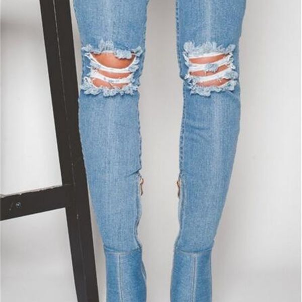boot trade mark designer rasgado shoes peep toe plissado light blue denim lycra about initiation of the big knee, Black
boot trade mark designer rasgado shoes peep toe plissado light blue denim lycra about initiation of the big knee, Black
