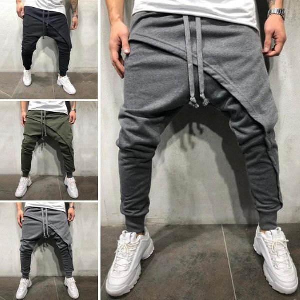men's pants 75% arrival sporty men solid color drawstring asymmetric double layer long running, Black
men's pants 75% arrival sporty men solid color drawstring asymmetric double layer long running, Black