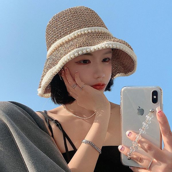 wide brim hats fashion straw hat female sun ladies solid pearl floppy beach women packable summer woman, Blue;gray
wide brim hats fashion straw hat female sun ladies solid pearl floppy beach women packable summer woman, Blue;gray