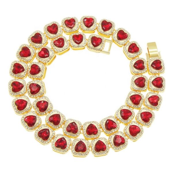 new style stock hip hop alloy and diamond red heart love glass cuban chain necklace, Silver
new style stock hip hop alloy and diamond red heart love glass cuban chain necklace, Silver