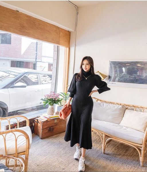 2021 autumn winter white and black thick mermaid knit sweater elegant lanthern sleeve slim mid-length es female, Black;gray
2021 autumn winter white and black thick mermaid knit sweater elegant lanthern sleeve slim mid-length es female, Black;gray