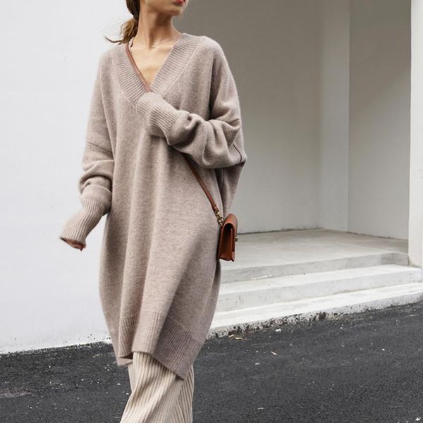 casual dresses autumn 2021 v-neck long solid color loose japanese style women's clothing sleeve simplicity knit dress, Black;gray
casual dresses autumn 2021 v-neck long solid color loose japanese style women's clothing sleeve simplicity knit dress, Black;gray