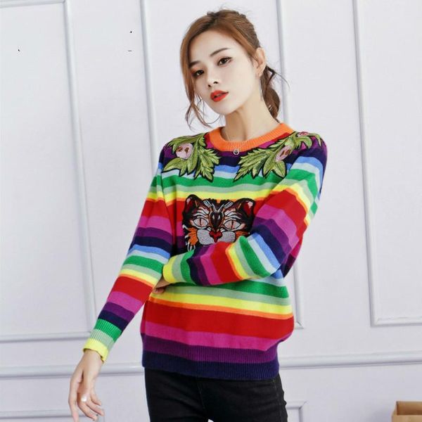 women's sweaters fashion woman fleece 2021 winter casual o-neck embroidery striped cotton pullover wild knitted sweater s125, White;black
women's sweaters fashion woman fleece 2021 winter casual o-neck embroidery striped cotton pullover wild knitted sweater s125, White;black