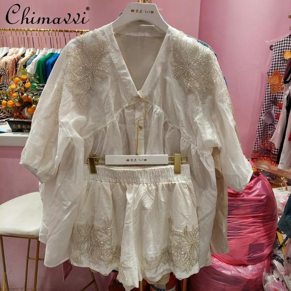 women's tracksuits casual fashion women diamond embroidered short sleeve sun protection coat high elastic waist shorts two piece suit, Gray
women's tracksuits casual fashion women diamond embroidered short sleeve sun protection coat high elastic waist shorts two piece suit, Gray