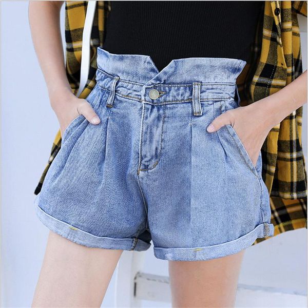 women's shorts vintage high waist crimping denim women 2021 korean style casual jeans summer short pants for wholesale, White;black
women's shorts vintage high waist crimping denim women 2021 korean style casual jeans summer short pants for wholesale, White;black