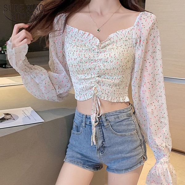square collar floral drawstring chiffon shirt korean autumn 2021 women clavicle long sleeve short cropped white blouse 12396 women's bl
square collar floral drawstring chiffon shirt korean autumn 2021 women clavicle long sleeve short cropped white blouse 12396 women's bl