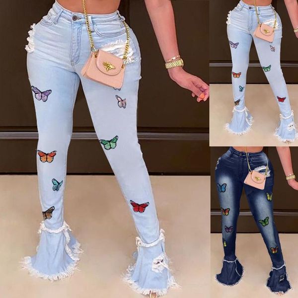 ladies skinny high zipper jeans fringed hole classic multicolor butterfly printed pants pantalones vaqueros mujer women's, Blue
ladies skinny high zipper jeans fringed hole classic multicolor butterfly printed pants pantalones vaqueros mujer women's, Blue