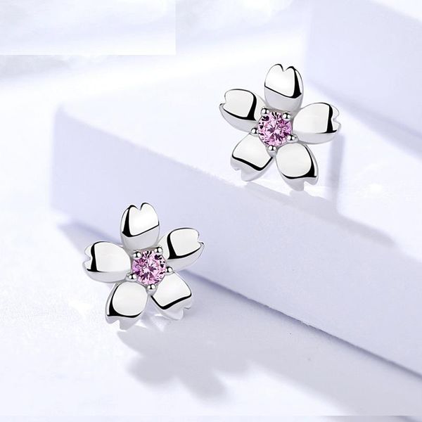 stud fine jewelry genuine 925 sterling silver blossom earrings small fresh flower with pink stone christmas gift girl, Golden;silver
stud fine jewelry genuine 925 sterling silver blossom earrings small fresh flower with pink stone christmas gift girl, Golden;silver