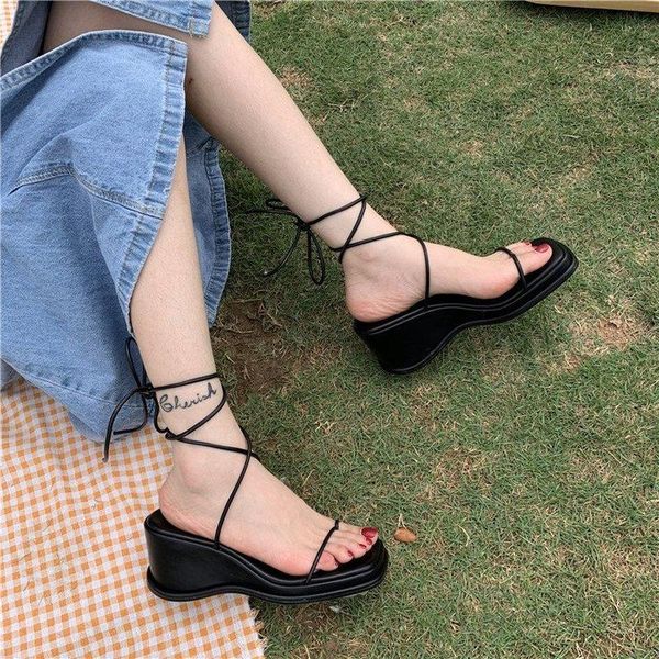 sandals women's ankle straps 2021 summer thick-soled heightened wedge outdoor open-toed comfortable casual shoes, Black
sandals women's ankle straps 2021 summer thick-soled heightened wedge outdoor open-toed comfortable casual shoes, Black