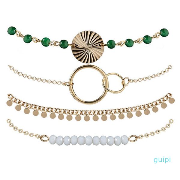 simple sequin tassel water wave texture bracelet alloy handmade beaded white and green geometric 4 piece bracelet, Golden;silver
simple sequin tassel water wave texture bracelet alloy handmade beaded white and green geometric 4 piece bracelet, Golden;silver