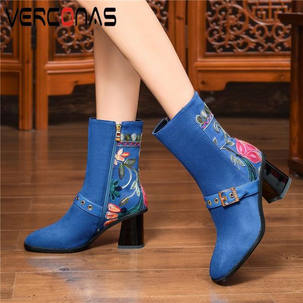 boots verconas autumn winter women ankle high heels shoes woman fashion embroider cow suede side zipper short arrival, Black
boots verconas autumn winter women ankle high heels shoes woman fashion embroider cow suede side zipper short arrival, Black