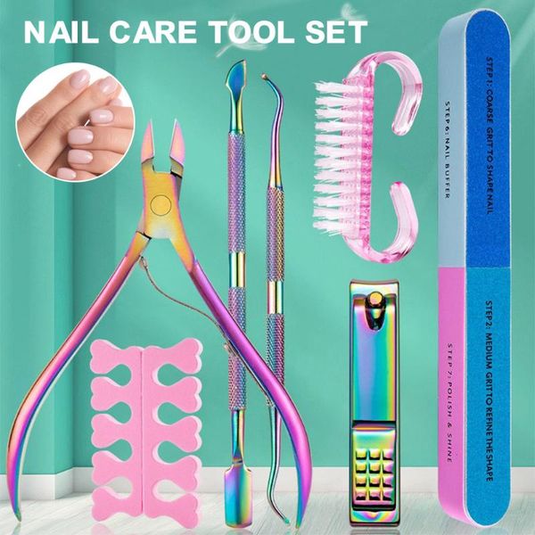 nail art kits 7pcs manicure tool set care stainless steel file cuticle fork gentle clipper grooming kit for home travel
nail art kits 7pcs manicure tool set care stainless steel file cuticle fork gentle clipper grooming kit for home travel