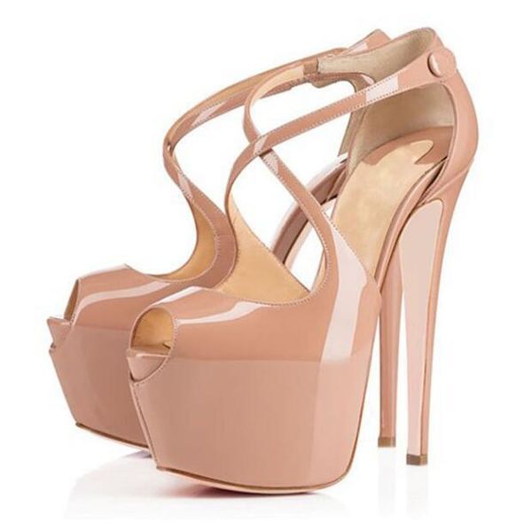 arrival nude women platform pumps high heel stilettos 15 cm thin heels buckle strap cross-tied cutouts woemn shoes dress, Black
arrival nude women platform pumps high heel stilettos 15 cm thin heels buckle strap cross-tied cutouts woemn shoes dress, Black
