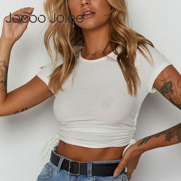 women summer casual short sleeve o neck print cropped elegant knit drawstring tee slim t shirt beach streetwear 210428, White
women summer casual short sleeve o neck print cropped elegant knit drawstring tee slim t shirt beach streetwear 210428, White
