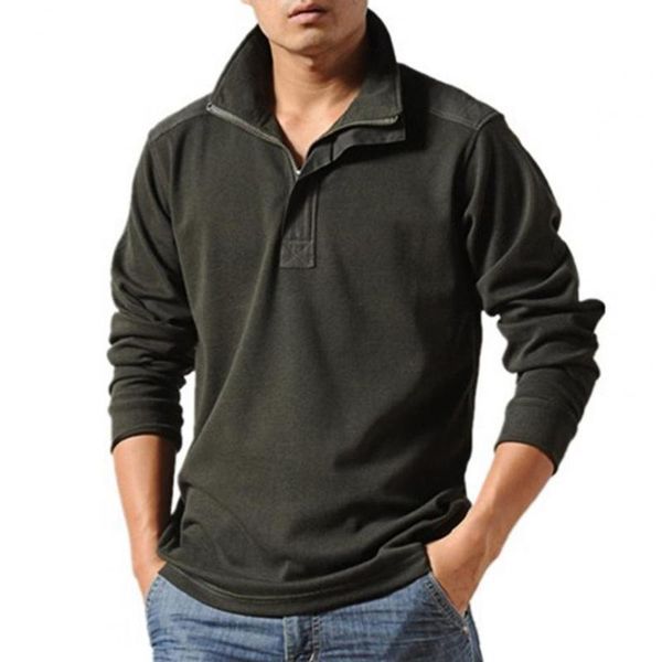 men's polos men shirt solid color stand collar loose plus size business casual autumn leisure shirts, White;black
men's polos men shirt solid color stand collar loose plus size business casual autumn leisure shirts, White;black