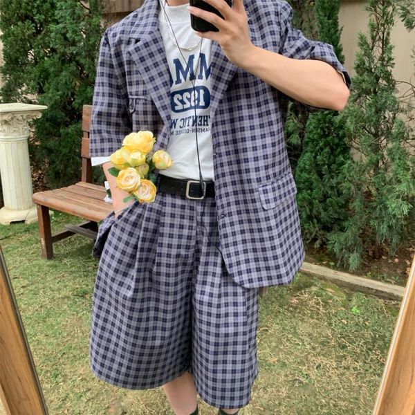 women's suits & blazers retro aesthetic plaid suit women korean style oversized short sleeve blazer jacket + wide leg shorts 2 piece se, White;black
women's suits & blazers retro aesthetic plaid suit women korean style oversized short sleeve blazer jacket + wide leg shorts 2 piece se, White;black