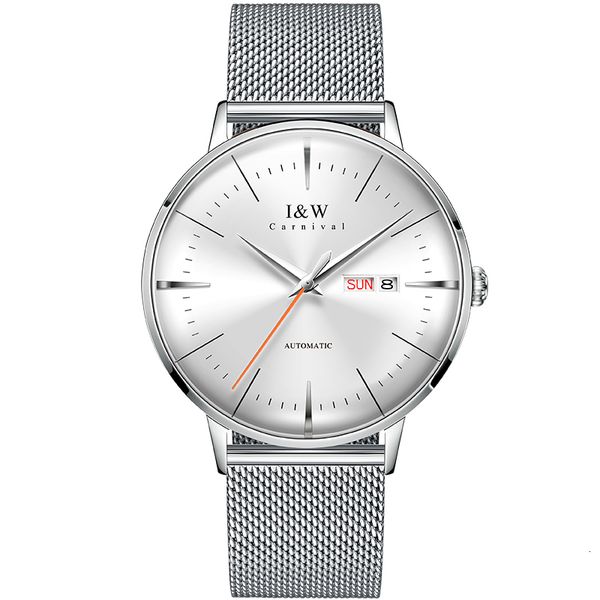 carnival gentlemen watches automatic mechanical japan miyota 8215 date week mesh band brand luxe montre homme, Slivery;brown 
carnival gentlemen watches automatic mechanical japan miyota 8215 date week mesh band brand luxe montre homme, Slivery;brown