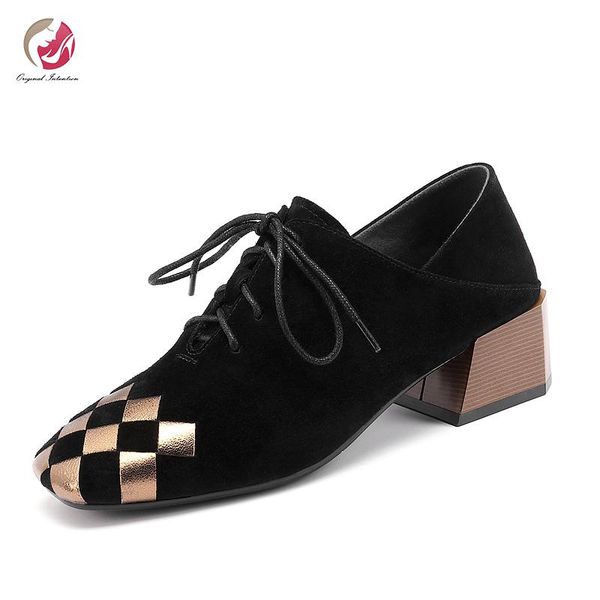 dress shoes original intention mid square heels toe woman mixed colors black gold grids fashion lady mature office
dress shoes original intention mid square heels toe woman mixed colors black gold grids fashion lady mature office