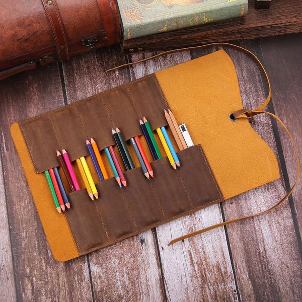 pencil bags leather tool storage-stationery school supplies - organize-genuine retro roll up pen curtain bag pouch wrap holder
pencil bags leather tool storage-stationery school supplies - organize-genuine retro roll up pen curtain bag pouch wrap holder