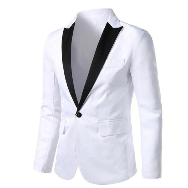 men's suits & blazers blazer solid black white stitching jackets slim fit coats wedding dinner dress male spring autumn clothes 1 jacke, White;black
men's suits & blazers blazer solid black white stitching jackets slim fit coats wedding dinner dress male spring autumn clothes 1 jacke, White;black
